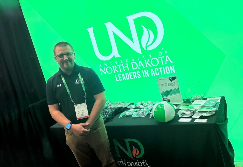 Scott Keane, UAS Chief Pilot, University of North Dakota, at the university's booth at Commercial UAV Expo 2025